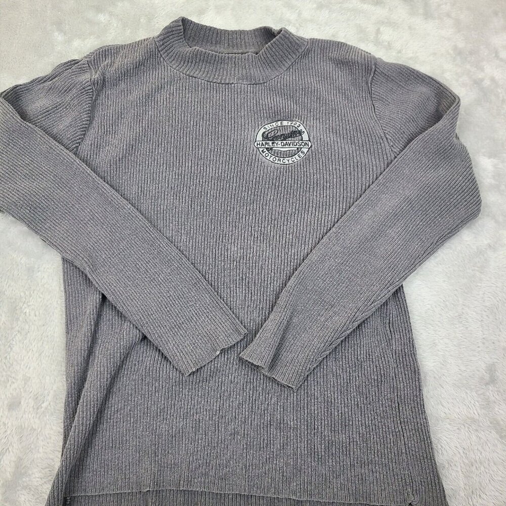 Harley-Davidson Women Sweater  Cotton Long Sleeves‎ Gray Size Medium